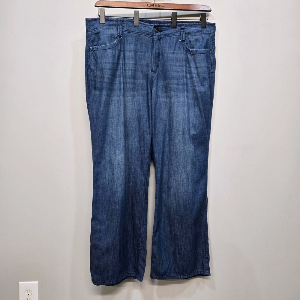 NYDJ Teresa Wide Leg Pants Plus Size 18W Mission Blue Chambray Lift Tuck